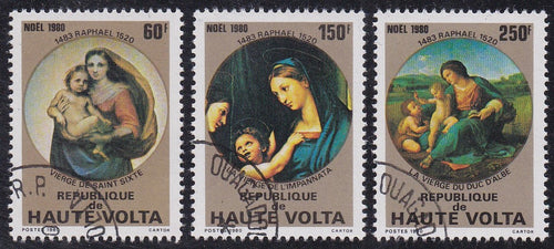 Upper Volta # 550-52 (1980) Madonna - Sgls, Set/3, MNH, CTO