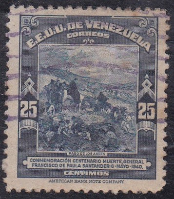 Venezuela # 366 (1940) Crossing the Andes - Sgl, Used