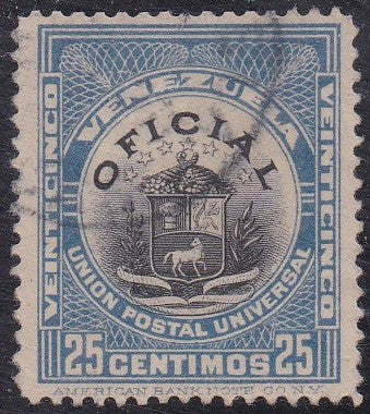 Venezuela # O21 (1904) Coat of Arms - Sgl, Used