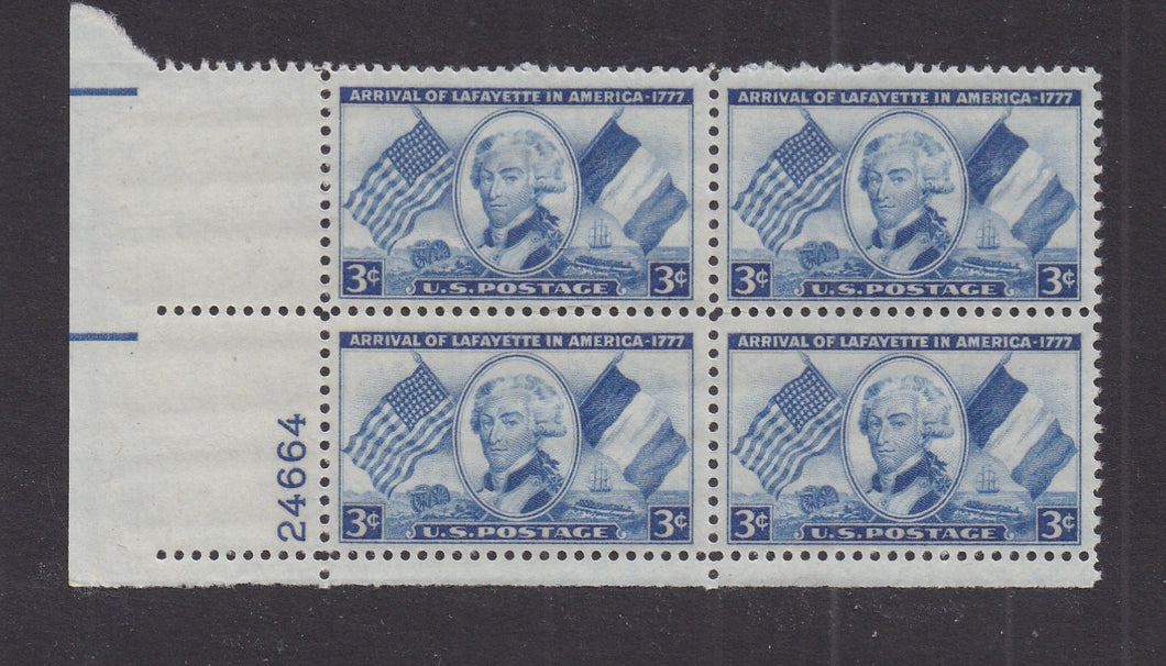 # 1010 (1952) Lafayette - PB, LL #24664, MNH