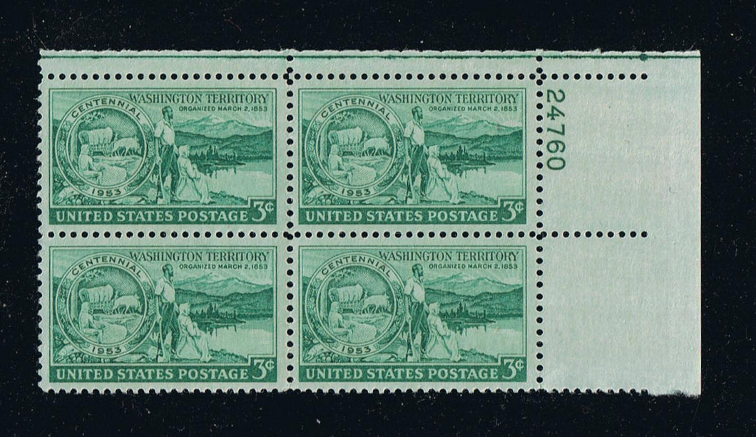 # 1019 (1953) Washington Territory - PB, UR #24760, MNH