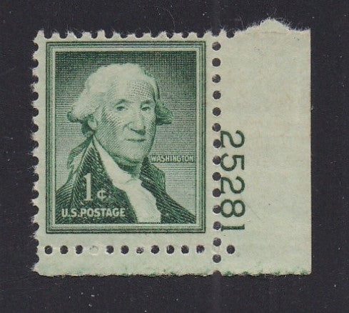 # 1031 (1954) Washington, Wet - Plt sgl, LR #25281, MNH