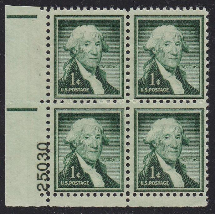 # 1031 (1954) Washington, Wet - PB, LL #25030, MNH