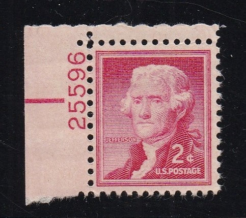 # 1033 (1954) Jefferson, Dry - Plt sgl, UL #25596, MNH
