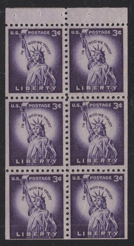 # 1035a (1954) Statue of Liberty - Bklt pane, VF MNH [4]