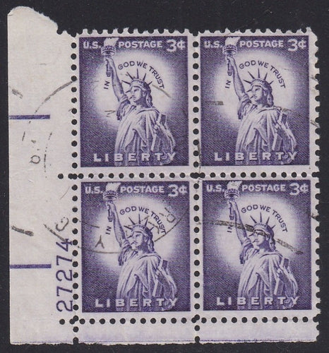 # 1035c (1954) Statue of Liberty, Dry - PB, LL #27274, Used