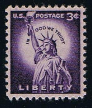 # 1035c (1954) Statue of Liberty, Dry - Sgl, MNH