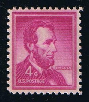 # 1036 (1954) Lincoln, Wet - Sgl, MNH
