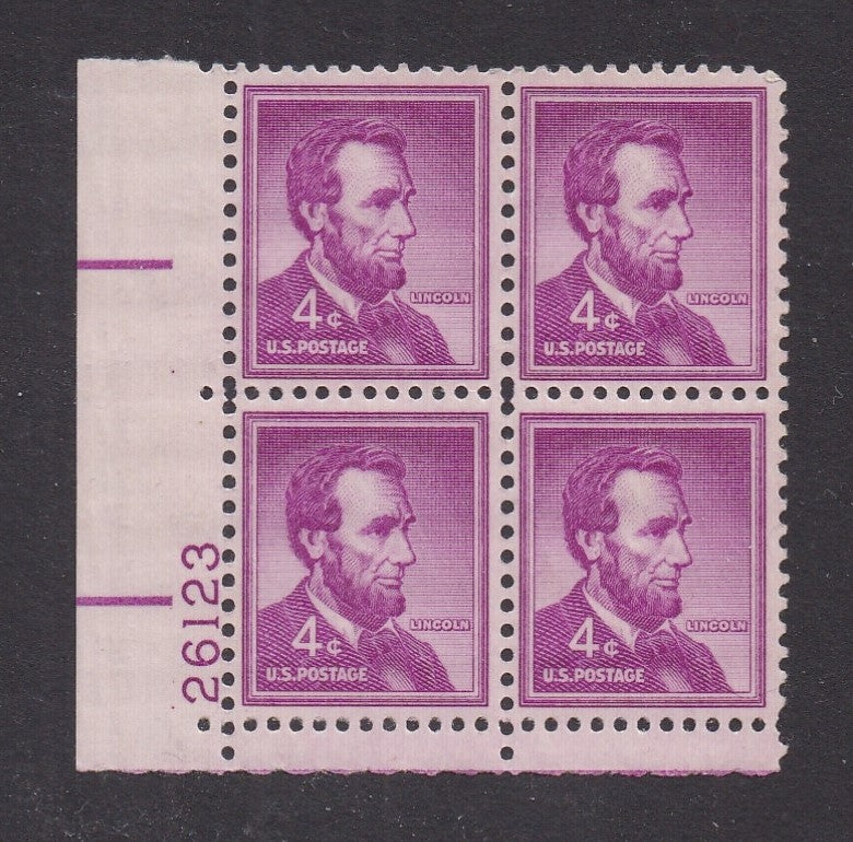 # 1036a (1954) Lincoln, Dry - PB, LL #26123, MNH [17]