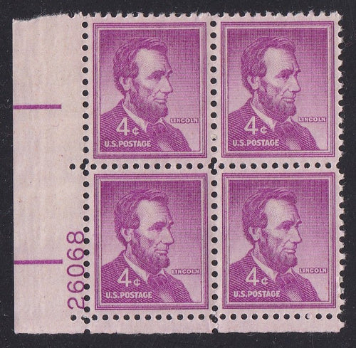 # 1036a (1954) Lincoln, Dry - PB, LL #26068, XF MNH [11]
