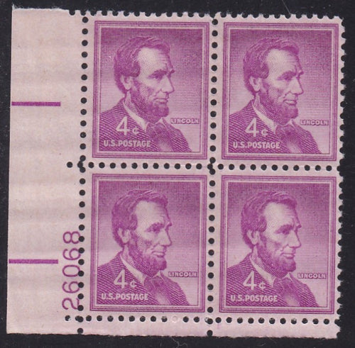 # 1036a (1954) Lincoln, Dry - PB, LL #26068, MNH [10]