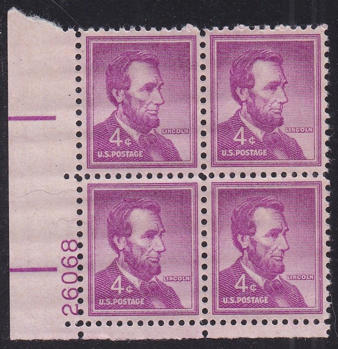 # 1036a (1954) Lincoln, Dry - PB, LL #26068, MNH [2]