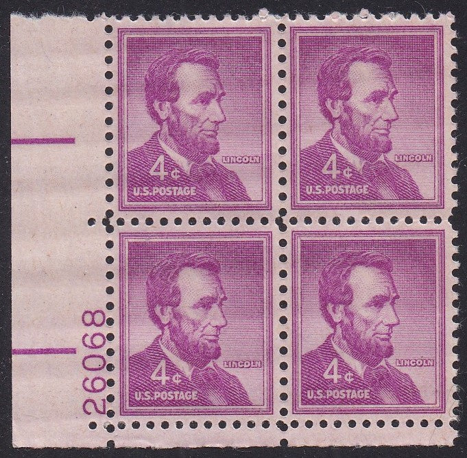 # 1036a (1954) Lincoln, Dry - PB, LL #26068, MNH [5]
