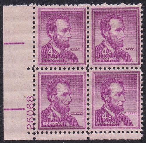# 1036a (1954) Lincoln, Dry - PB, LL #26068, MNH [7]