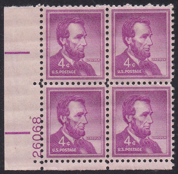 # 1036a (1954) Lincoln, Dry - PB, LL #26068, MNH [7]