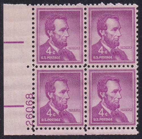 # 1036a (1954) Lincoln, Dry - PB, LL #26068, MNH [8]