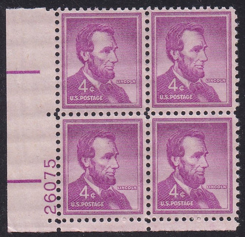 # 1036a (1954) Lincoln, Dry - PB, LL #26075, MNH [10]