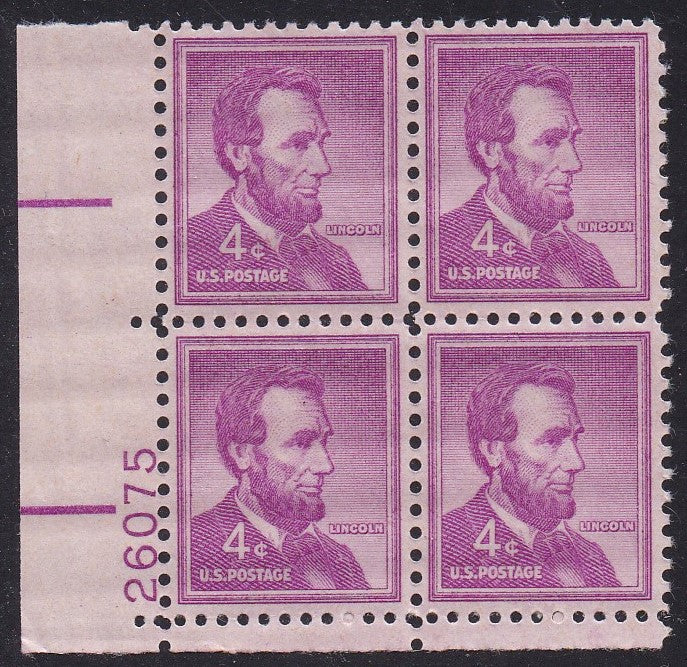 # 1036a (1954) Lincoln, Dry - PB, LL #26075, MNH [10]