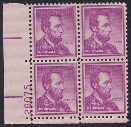# 1036a (1954) Lincoln, Dry - PB, LL #26075, MNH [1]