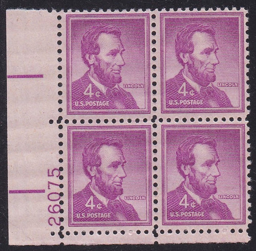 # 1036a (1954) Lincoln, Dry - PB, LL #26075, MNH [2]