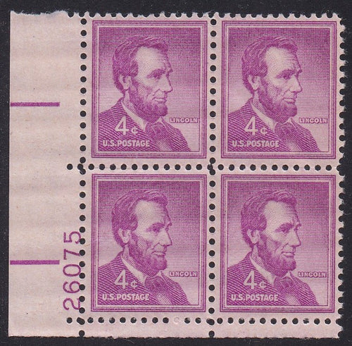 # 1036a (1954) Lincoln, Dry - PB, LL #26075, MNH [3]