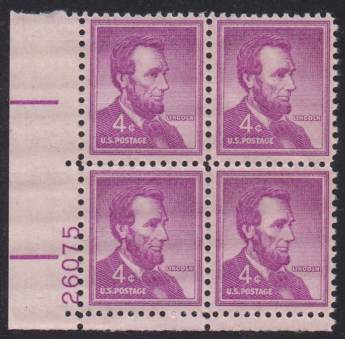# 1036a (1954) Lincoln, Dry - PB, LL #26075, MNH [3]