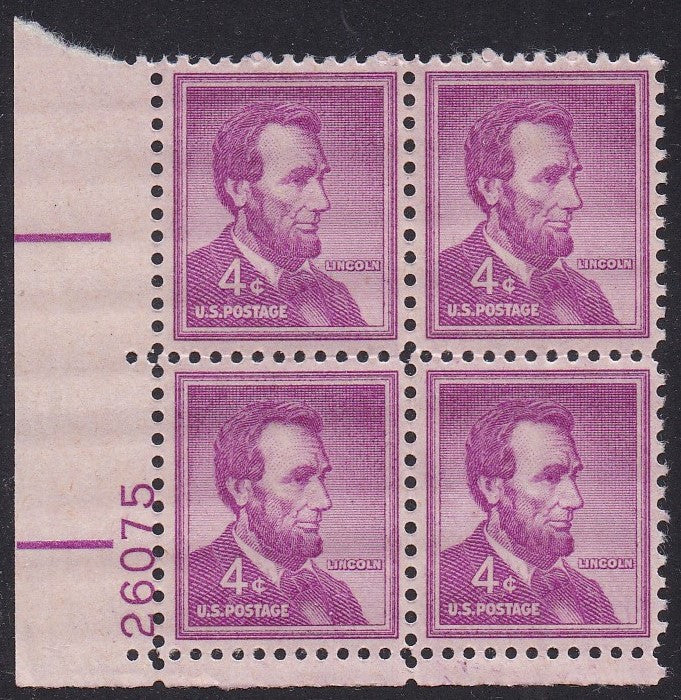 # 1036a (1954) Lincoln, Dry - PB, LL #26075, MNH [5]