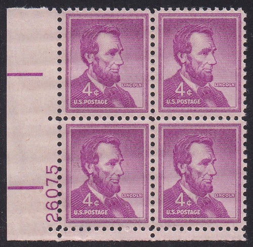 # 1036a (1954) Lincoln, Dry - PB, LL #26075, MNH [7]