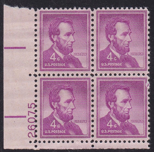 # 1036a (1954) Lincoln, Dry - PB, LL #26075, MNH [8]
