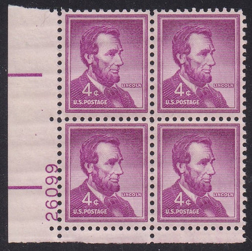 # 1036a (1954) Lincoln, Dry - PB, LL #26099, MNH [1]
