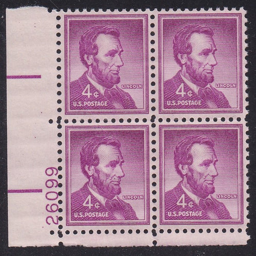 # 1036a (1954) Lincoln, Dry - PB, LL #26099, MNH [2]