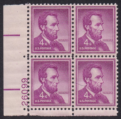 # 1036a (1954) Lincoln, Dry - PB, LL #26099, MNH [3]