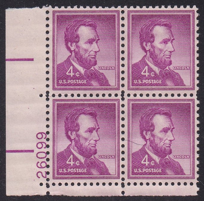 # 1036a (1954) Lincoln, Dry - PB, LL #26099, MNH [3]