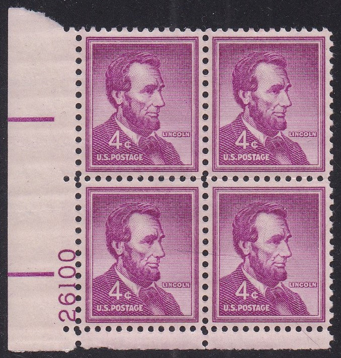 # 1036a (1954) Lincoln, Dry - PB, LL #26100, MNH [1]