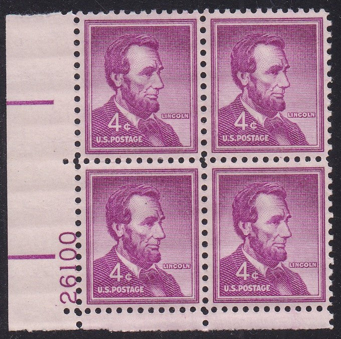 # 1036a (1954) Lincoln, Dry - PB, LL #26100, MNH [2]