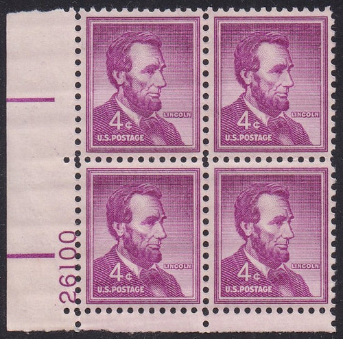 # 1036a (1954) Lincoln, Dry - PB, LL #26100, MNH [3]