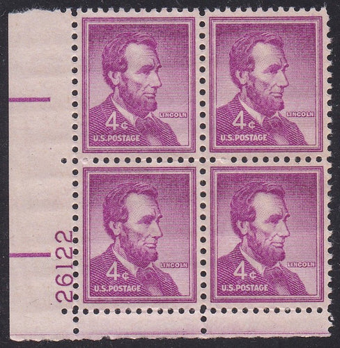 # 1036a (1954) Lincoln, Dry - PB, LL #26122, XF MNH [14]