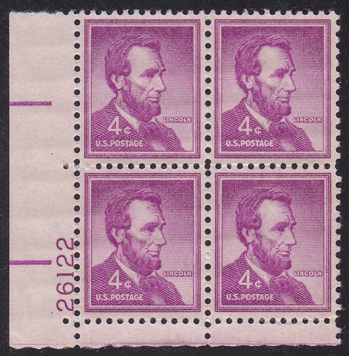 # 1036a (1954) Lincoln, Dry - PB, LL #26122, XF MNH [15]