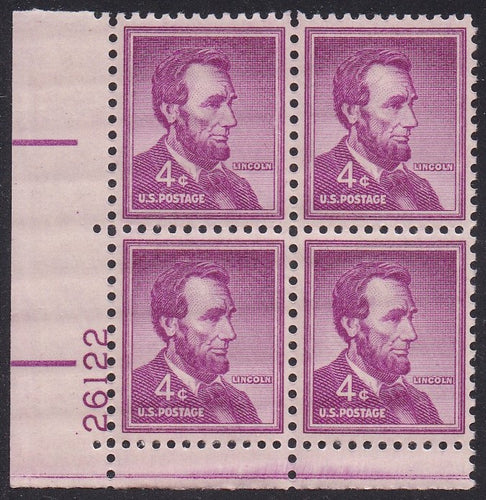 # 1036a (1954) Lincoln, Dry - PB, LL #26122, MNH [10]