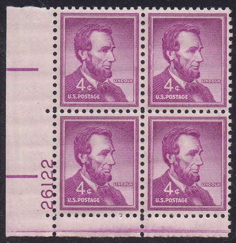 # 1036a (1954) Lincoln, Dry - PB, LL #26122, MNH [11]