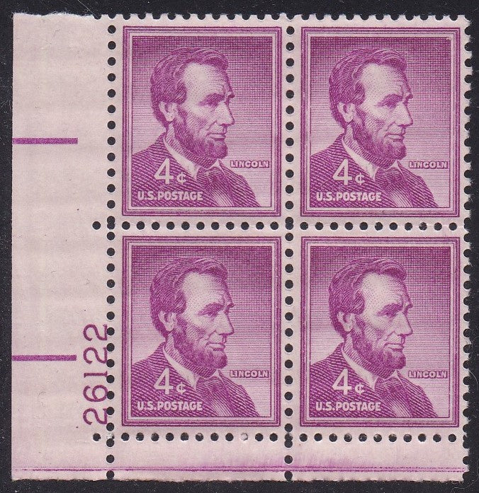 # 1036a (1954) Lincoln, Dry - PB, LL #26122, MNH [11]