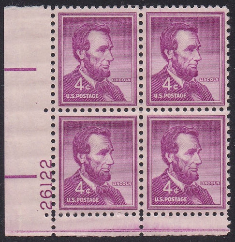 # 1036a (1954) Lincoln, Dry - PB, LL #26122, MNH [12]