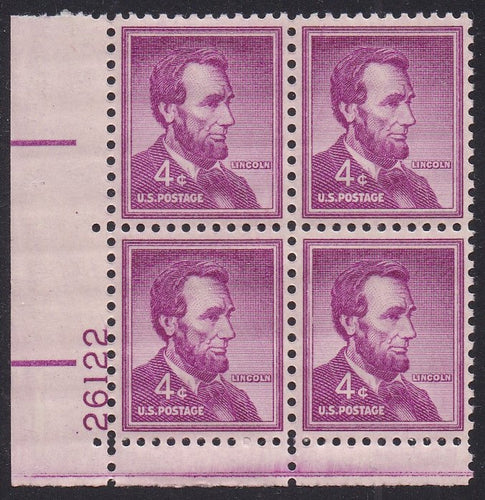 # 1036a (1954) Lincoln, Dry - PB, LL #26122, MNH [1]