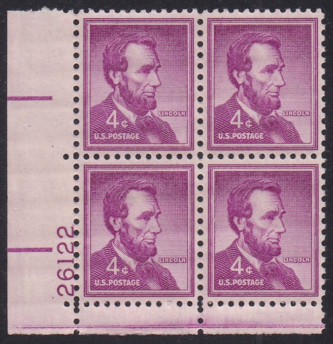 # 1036a (1954) Lincoln, Dry - PB, LL #26122, MNH [1]