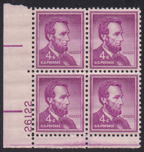 # 1036a (1954) Lincoln, Dry - PB, LL #26122, MNH [2]