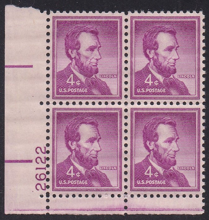 # 1036a (1954) Lincoln, Dry - PB, LL #26122, MNH [2]