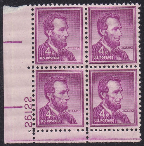 # 1036a (1954) Lincoln, Dry - PB, LL #26122, MNH [3]