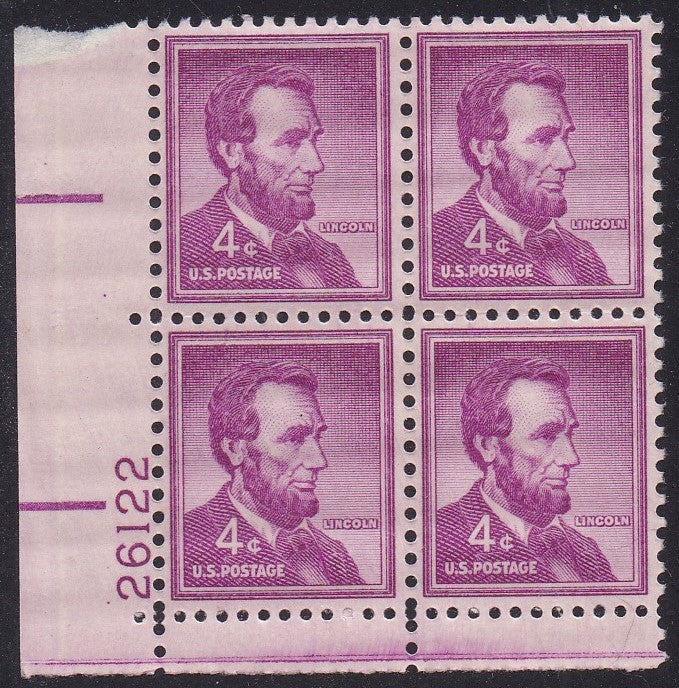 # 1036a (1954) Lincoln, Dry - PB, LL #26122, MNH [3]