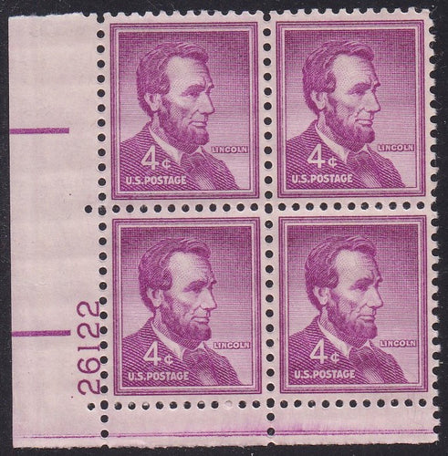 # 1036a (1954) Lincoln, Dry - PB, LL #26122, MNH [5]