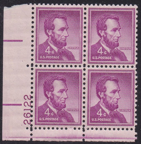 # 1036a (1954) Lincoln, Dry - PB, LL #26122, MNH [9]